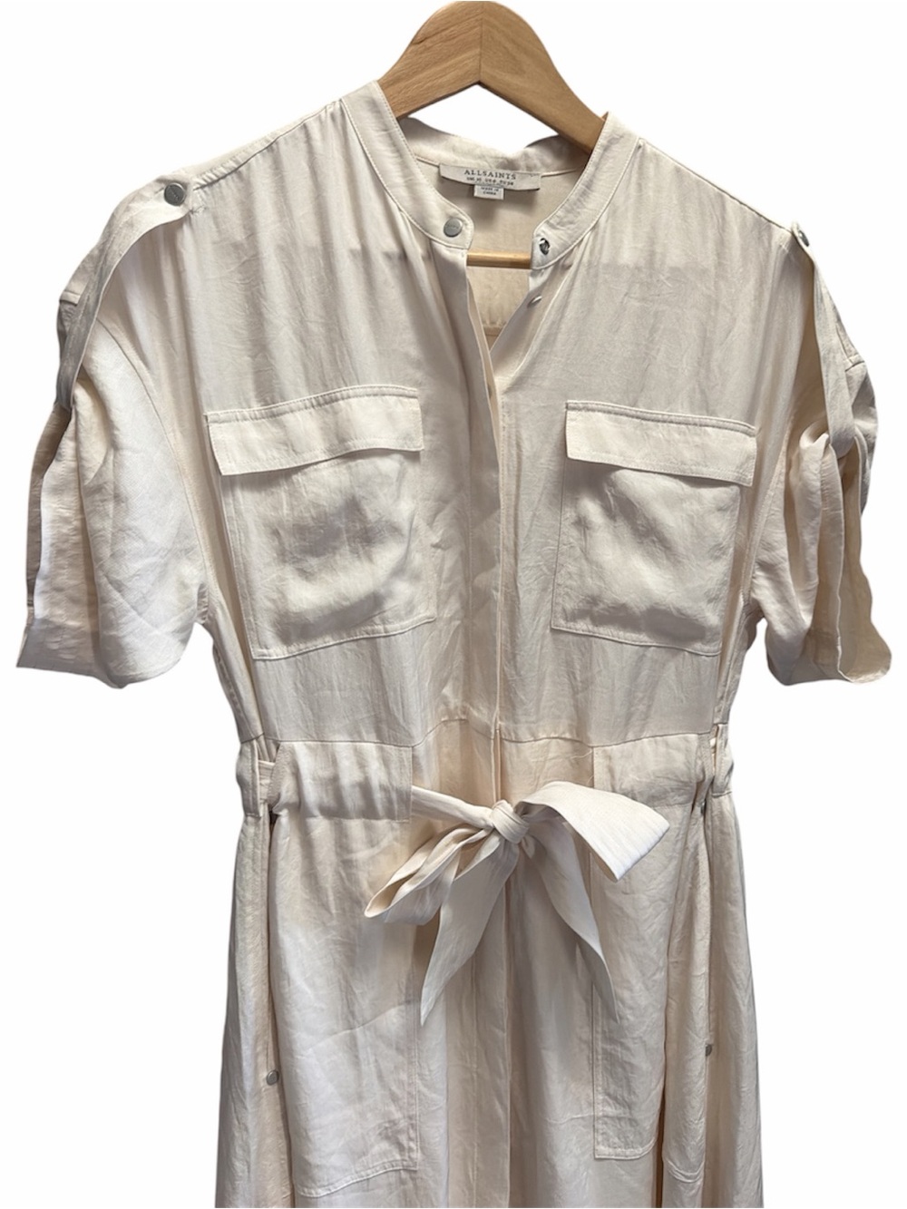 AllSaints Luciana Satin Utility Midi Dress in Ivory size 6 - Picture 5 of 10